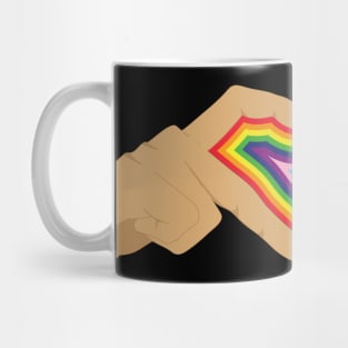 Heart Hands LGBT Pride Flag (Brown Skin) Mug